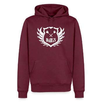 darts shield - Männer Premium Bio Hoodie - Burgunderrot - Vorne - Nico (187cm)