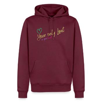 Motivation - ohne Grenzen / keine Limits - Männer Premium Bio Hoodie - Burgunderrot - Vorne - Nico (187cm)