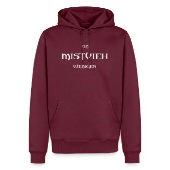 EIN MISTVIEH WENIGER - Gothic Spruch T-Shirt - Männer Premium Bio Hoodie - Burgunderrot - Vorne - Nico (187cm)