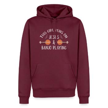 Banjo spielen Banjospieler Musik Instrument - Männer Premium Bio Hoodie - Burgunderrot - Vorne - Nico (187cm)
