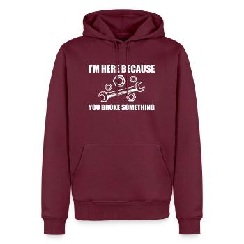 Artisan bricoleur Artisan Artisan Outil Construction - Sweat à capuche Premium bio Homme - bourgogne - Devant - Nico (187cm)