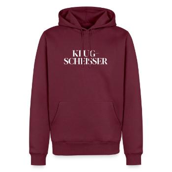 Klugscheisser - Männer Premium Bio Hoodie - Burgunderrot - Vorne - Nico (187cm)
