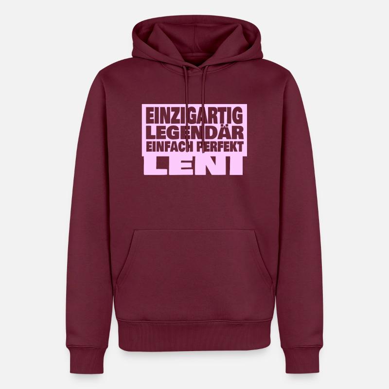 Leni - Männer Premium Bio Hoodie - Burgunderrot