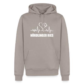 Heartbeat Nördlinger Ries - Männer Premium Bio Hoodie - Taupe - Vorne - Nico (187cm)
