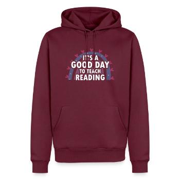 Dyslexia Interventionist for Dyslexia - Men’s Premium Organic Hoodie - burgundy - Front - Nico (187cm)