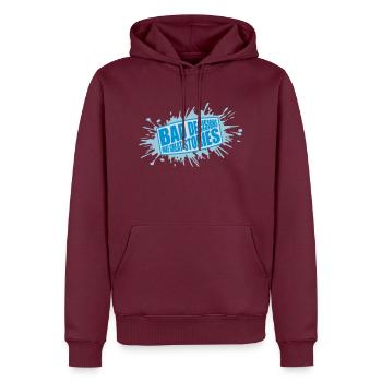 bad decisions great stories - Männer Premium Bio Hoodie - Burgunderrot - Vorne - Nico (187cm)