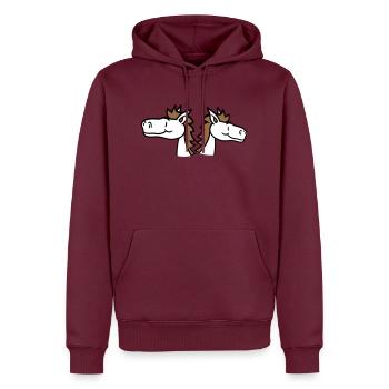 2 Pferde Team Pony Fohlen Pärchen Comic Freunde - Männer Premium Bio Hoodie - Burgunderrot - Vorne - Nico (187cm)