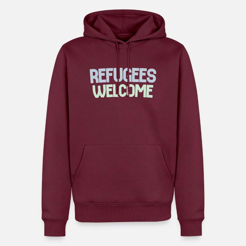 Les réfugiés accueillent rétro - Sweat à capuche Premium bio Homme - bourgogne