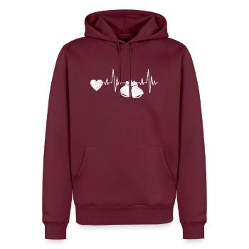 Boxer Kampfsport Herzschlag Boxhandschuhe Boxen - Männer Premium Bio Hoodie - Burgunderrot - Vorne - Nico (187cm)