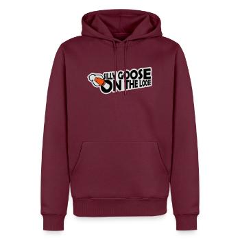 goose on the loose - Männer Premium Bio Hoodie - Burgunderrot - Vorne - Nico (187cm)