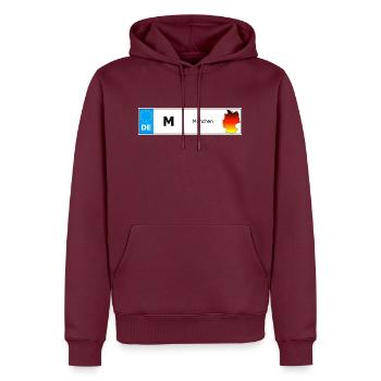 München Autokennzeichen Fahrzeugnummer Auto - Männer Premium Bio Hoodie - Burgunderrot - Vorne - Nico (187cm)