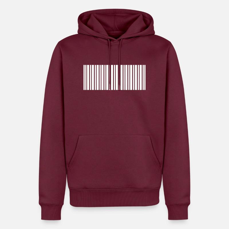 Code-barres - Sweat à capuche Premium bio Homme - bourgogne