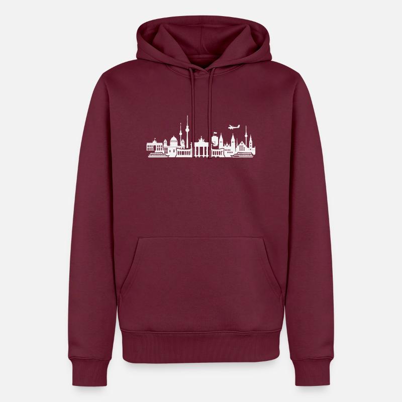Horizon de Berlin - Sweat à capuche Premium bio Homme - bourgogne