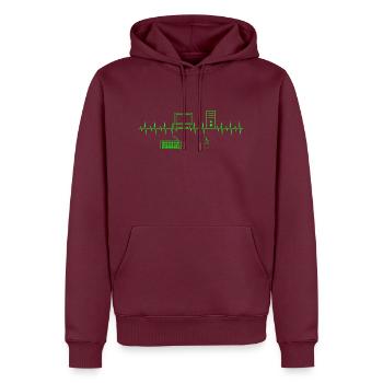 Heartbeat PC Gamer Gift - Men’s Premium Organic Hoodie - burgundy - Front - Nico (187cm)