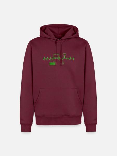 Heartbeat PC Gamer Gift - Men’s Premium Organic Hoodie - burgundy
