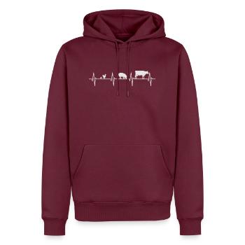 Bauernhof Herzschlag - Männer Premium Bio Hoodie - Burgunderrot - Vorne - Nico (187cm)