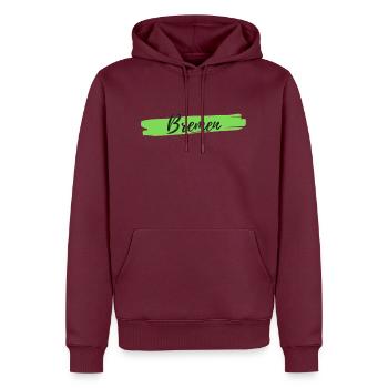 Bremen - Männer Premium Bio Hoodie - Burgunderrot - Vorne - Nico (187cm)