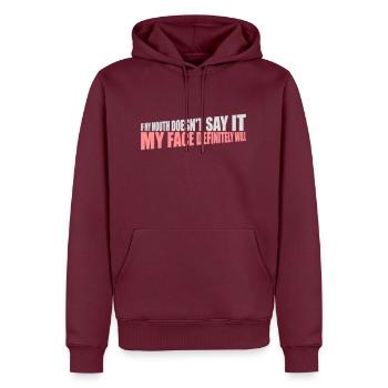 Mon visage le fera certainement - Sweat à capuche Premium bio Homme - bourgogne - Devant - Nico (187cm)