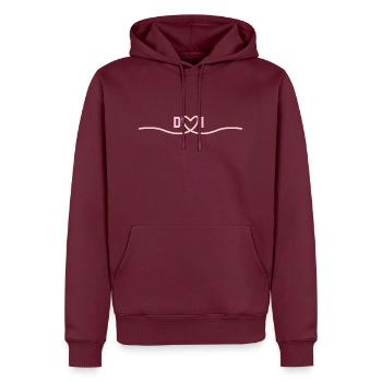 Liebe von D&I - Männer Premium Bio Hoodie - Burgunderrot - Vorne - Nico (187cm)