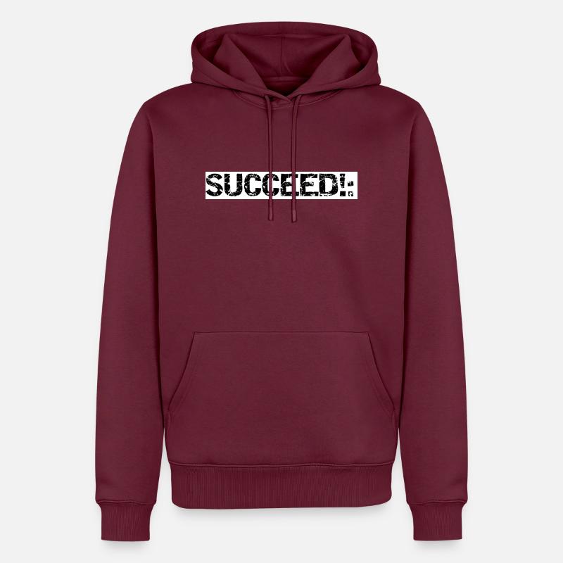 SUCCEED!: - Männer Premium Bio Hoodie - Burgunderrot