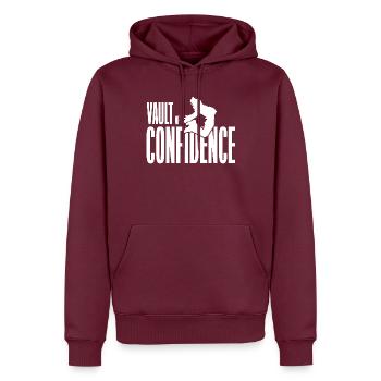 Shirt Vault of Confidence - Männer Premium Bio Hoodie - Burgunderrot - Vorne - Nico (187cm)