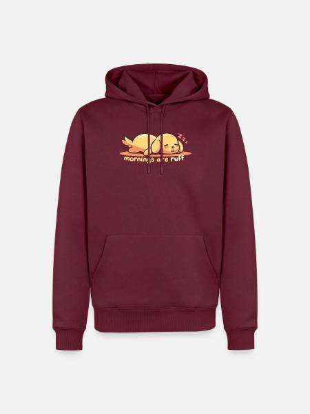 Morgens sind Wuff - Männer Premium Bio Hoodie - Burgunderrot