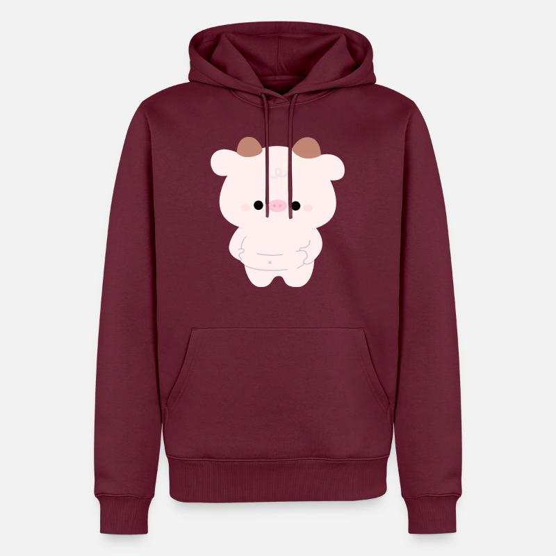 Vache Chonky - Sweat à capuche Premium bio Homme - bourgogne