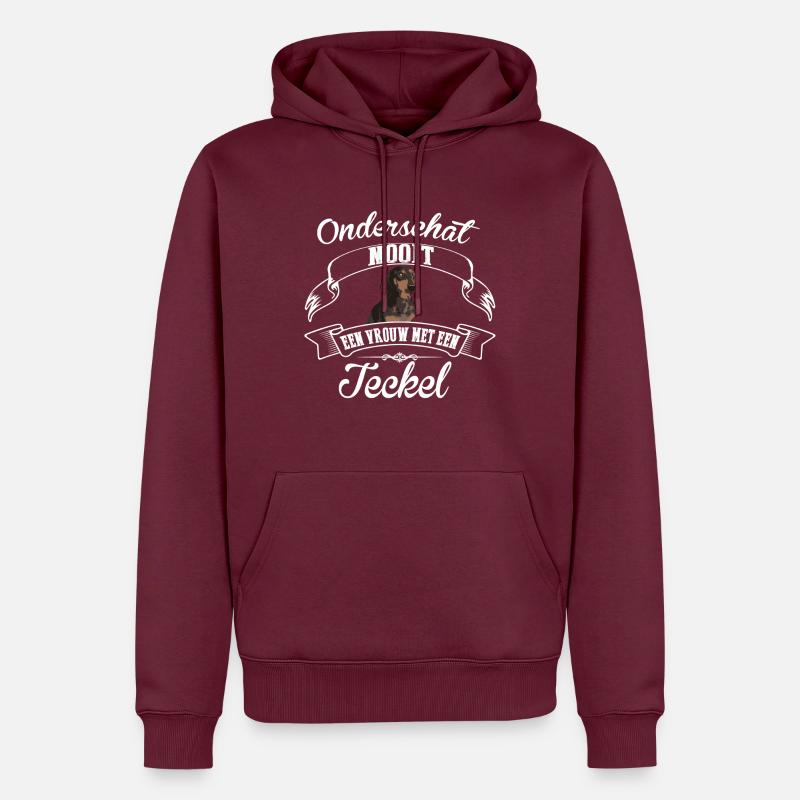 teckel - Sweat à capuche Premium bio Homme - bourgogne