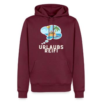 URLAUBSREIF! - Männer Premium Bio Hoodie - Burgunderrot - Vorne - Nico (187cm)