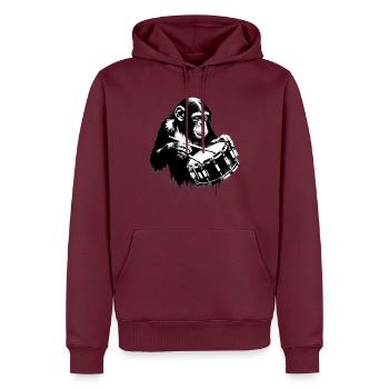 Snare Drum | Affen Orchester StreetArt Banksy - Männer Premium Bio Hoodie - Burgunderrot - Vorne - Nico (187cm)