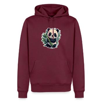 Panda mignon avec bambou - Sweat à capuche Premium bio Homme - bourgogne - Devant - Nico (187cm)