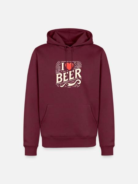 i love beer - Männer Premium Bio Hoodie - Burgunderrot