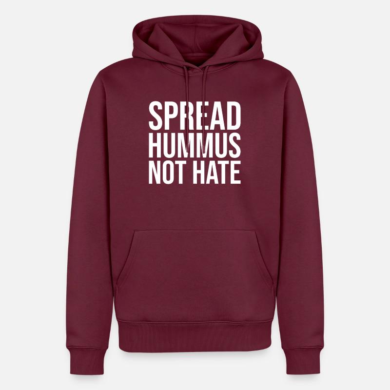 Spread Hummus Not Hate - Männer Premium Bio Hoodie - Burgunderrot