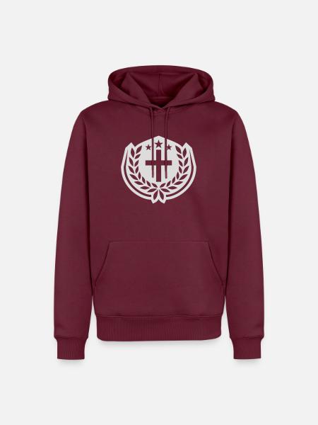 Cross Jesus Christ Laurel Wreath - Men’s Premium Organic Hoodie - burgundy