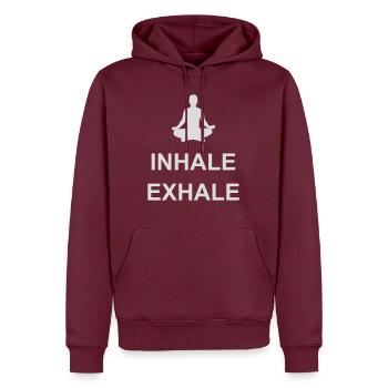 Inspirez expirez Yoga citation - Sweat à capuche Premium bio Homme - bourgogne - Devant - Nico (187cm)