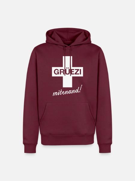 Grüezi Mitenand! (Schweizerfahne / Schweiz) - Männer Premium Bio Hoodie - Burgunderrot
