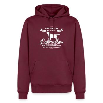 Labrador Oma - Männer Premium Bio Hoodie - Burgunderrot - Vorne - Nico (187cm)