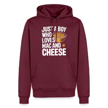 Macaroni au fromage fantaisie - Sweat à capuche Premium bio Homme - bourgogne - Devant - Nico (187cm)