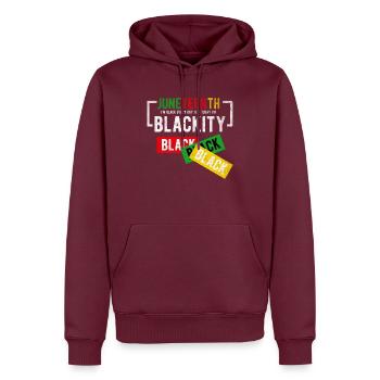 Vintage Juneteenth Je suis noir tous les jours, mais - Sweat à capuche Premium bio Homme - bourgogne - Devant - Nico (187cm)