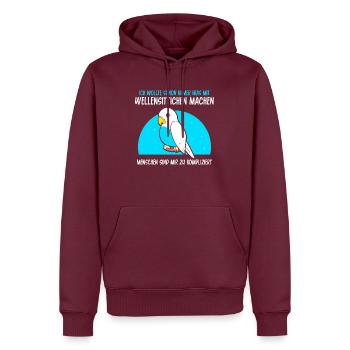 Ich wollte schon immer was mit Wellensittichen - Männer Premium Bio Hoodie - Burgunderrot - Vorne - Nico (187cm)