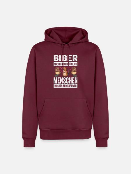 Biber Nagger Lustige Sprüche Geschenk - Männer Premium Bio Hoodie - Burgunderrot