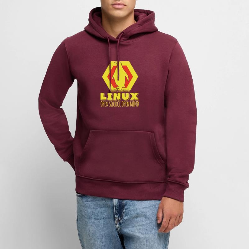 Linux Open Source Open Mind Herre Premium økologisk hoodie