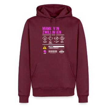 Mama von Zwillingen Gebrauchsanweisung Zwillinge - Männer Premium Bio Hoodie - Burgunderrot - Vorne - Nico (187cm)
