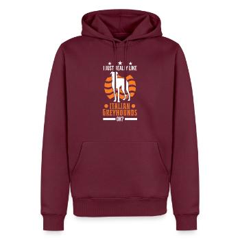 I just really like Italian Greyhounds ok - Männer Premium Bio Hoodie - Burgunderrot - Vorne - Nico (187cm)
