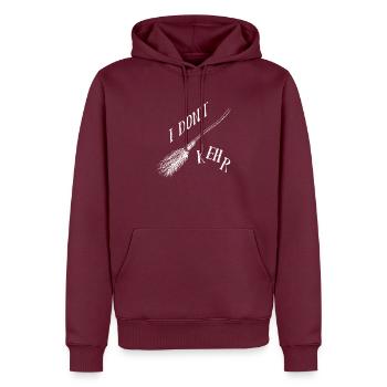 I dont kehr Besen I don't care Witziger Spruch - Männer Premium Bio Hoodie - Burgunderrot - Vorne - Nico (187cm)
