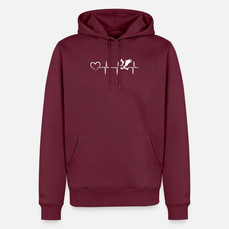Eagle Heartbeat Heart Eagle Bird Lover Bald Eagle - Männer Premium Bio Hoodie - Burgunderrot