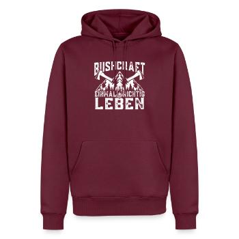 Bushcraft Survival Überleben in der Bushcrafter - Männer Premium Bio Hoodie - Burgunderrot - Vorne - Nico (187cm)
