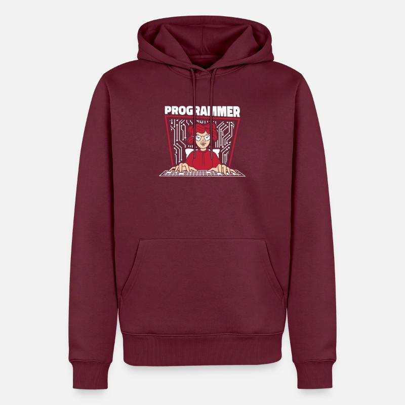 Developer Coder Programmer Girl - Men’s Premium Organic Hoodie - burgundy