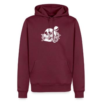 Dart Dartspieler Totenschädel - Männer Premium Bio Hoodie - Burgunderrot - Vorne - Nico (187cm)