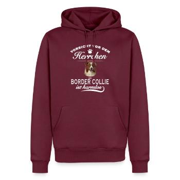 Vorsicht vor dem Herrchen - Border Collie - Männer Premium Bio Hoodie - Burgunderrot - Vorne - Nico (187cm)